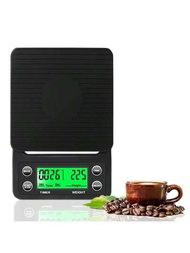多功能廚房秤帶計時器,lcd背光顯示,帶皮重功能的高精度食品秤,最大7磅/3公斤負重,0.1克精度傳感器,不含電池