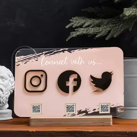 Personalized Logo Customization Acrylic QR Code Display Board Multi QR Code Customization For Social