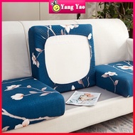 Kusyen Sofa Kayu/Sarung Kusyen Segi Empat Funiture Protector Floral Printing Sofa Seat Cushion Cover Corner Sofa Slipcover Elastic Couch Cover Chair Cover 1/2/3/4 Seat