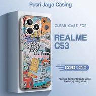 JUAL Case Hp REALME C53 Clear Case Motif AESTHETIC STIKER4 Casing
