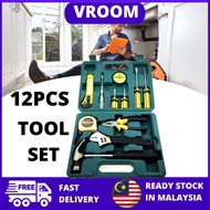 Vroom tool set hardware toolbox 12PCS household car life hammer manual set tool D-8012