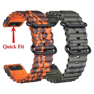 26mm 22mm Ocean Silicone Watchband Camouflage Strap Replace Quick Fit Band For Garmin Fenix 7 7X 6 6X Pro 5 5X Plus 3 HR 2 Quatix 3 5 7 7X Approach S70 47mm S62 S60