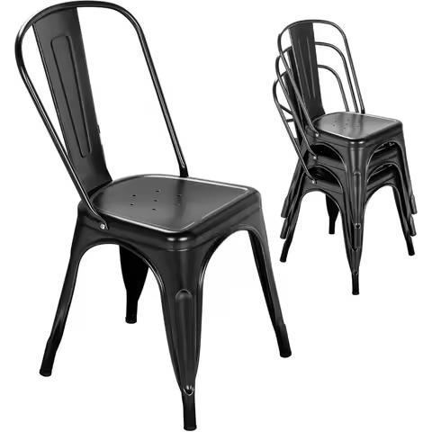 Metal Dining Chair Farmhouse Tolix Style for Kitchen Dining Room Café Restaurant Bistro Patio, 18 In
