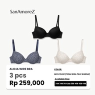 Bra Thin Foam UnderwireWanita Bra Cup 3/s4 Size 34A-44B SanAmoreZ Alicia Bra (3 Pcs)