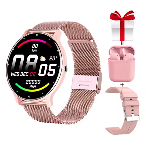 Smart Watches Women Custom Watchface Call Whatsapp Notification Real-Time Health Tracker IP67 Waterp