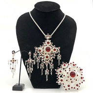 ชุดสร้อยคอพร้อมหัวเข็มขัด เครื่องประดับไทย เจ้าสาว สีเงินvbg