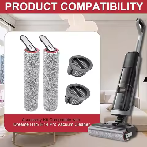 Brush Rollers and Filters Replacement Parts Compatible with Dreame H14/ H14 Pro Wet Dry Vacuum Clean