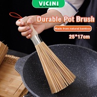 Bamboo Wok Brush Cleaning Brushes Wooden Handle for Cleaning Dishes, Cast Iron Pots, Pans