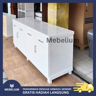 [ORI] Meja Dapur Kitchen Set Bawah Kayu Solid | Meja Kompor Rak Piring | Lemari Dapur Bawah Serbagun