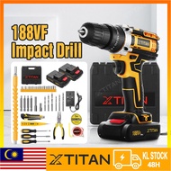 【Stock in KL】XTITAN 2Battery 188VF 6.0Ah Cordless Impact Drill 3 Use Electric Dril  Battery Drill Portable Screwdriver Rechargeable Lithium battery+Wiress+2 Speed