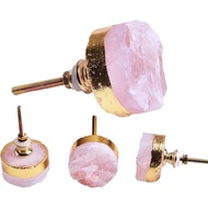 Tombol Kabinet Kristal AMOYSTONE Tombol Almari Kuarza Mawar Tombol Almari Dapur Bulat Batu Merah Jam