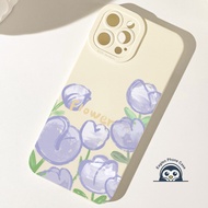 ins Style Purple Oil Painting Tulips Casing For Redmi K90 Pro Max Poco C85X C85 M7 Plus 5G 4G Phone 