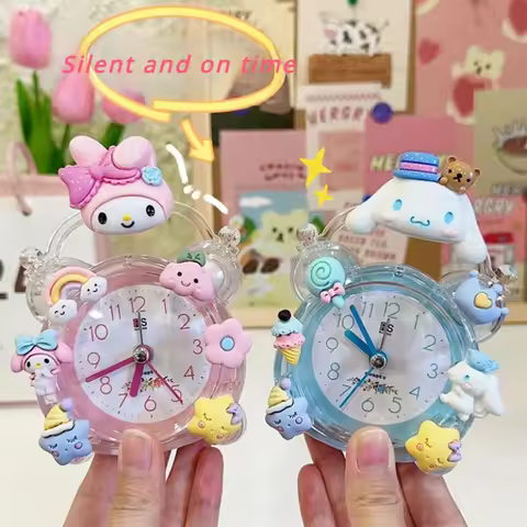Kawaii alarm clock Cinnamoroll Hello Kitty kuromi My melody girl cute anime ornaments bedroom bedsid