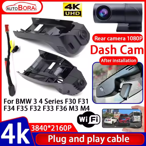 ZhuCamX Video Recorder 4K UHD Plug and Play Car DVR Dash Cam Camera for BMW 3 4 Series F30 F31 F34 F