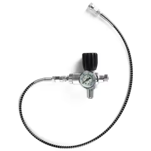 M18x1.5 DIN Type Scuba Tank Charging Valve Air Fill Station Refill Adapter with 400bar 6000psi Gauge