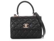 Chanel Black Quilted Lambskin Mini Trendy CC Pale Gold Hardware