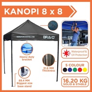 Bravo Canopy Kanopi 8x8 Canopy Canvas Khemah Niaga 8x8 Khemah Pasar Malam Khemah Pasar Tani Khemah Meniaga [Black Stand]