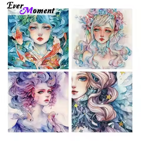 Ever Moment Diamond Painting Girl Flower Full Square Round Drill Embroidery 5D Art Handmade Home Liv