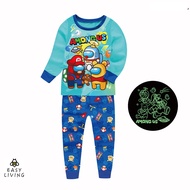8-12Y 2in1 BERKILAT GELAP Glow Dark SUPER MARIO Pajamas Pyjamas Sleepwear Boy Girl Lelaki Baju tidur
