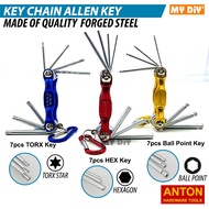 MYDIYSDNBHD - ANTON 7pcs Key Chain Allen Key Hex Key or Ball Point Allen Key or Torx Star Allen Key 