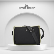 Charles Berkeley WINCHESTER Leather & Nylon Messenger Shoulder Bag Crossbody Bag fits 11" iPad Books