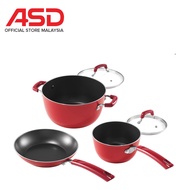 ASD 5 Pcs Aluminium Die Cast Nonstick Cookware Set - Titan Red
