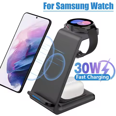 3 in 1 30W Travel Wireless Charger For Samsung Galaxy S23 S22 Watch 6 pro/5/4/3 Active 1 2 Buds Pro 