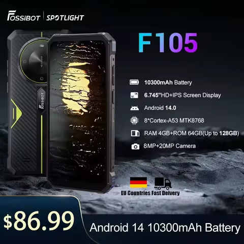 [World Premeire]FOSSiBOT F105 Rugged Smartphone Android 14 OS 10300mAh 12+64GB Mobile Phone 20 MP Ca