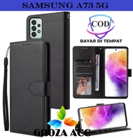 SARUNG BUKU FLIP UNTUK SAMSUNG A73 5G LEATHER CASE FLIP- WALLET CASE FLIP SAMSUNG A73 5G- CASING DOM