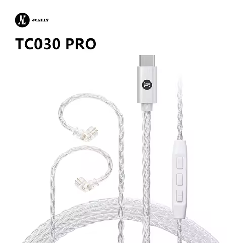 JCALLY TC30 Pro Silve 8 Cores 2Pin 0.78mm MMCX QDC KZ C Pin Type C Earphone Upgrade Cable with Mic f