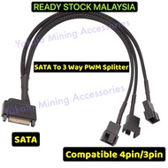 SATA 15Pin to 3 Way PWM 3Pin/4Pin Cooling Fan Splitter Hub Converter Adapter PWM Temperature Power C