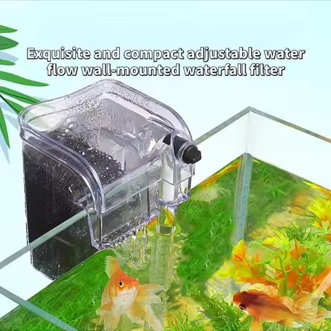 Mini Fish Tank Filter Water Circulation System Oxygenation Anti-Suction Fish Wall Hanging Waterfall 