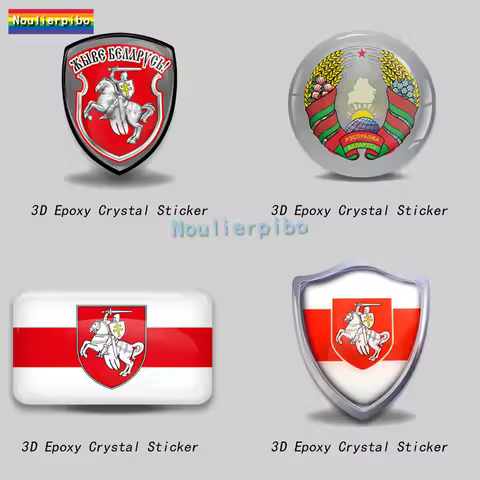 3D Dome Sticker Belarus Flag National Emblem Shield Car Motorcycle Helmet Laptop Vinyl Waterproof St