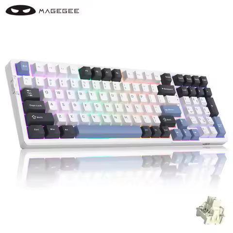 MageGee Light100 Wireless Hot-Swappable Mechanical Keyboard 2.4G/USB-C/Bluetooth 5.1 RGB Gasket 99 K