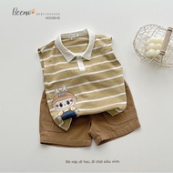 Bemoo three-hole set with horizontal stripes printed with dynamic LABUBU image for boys, soft and co