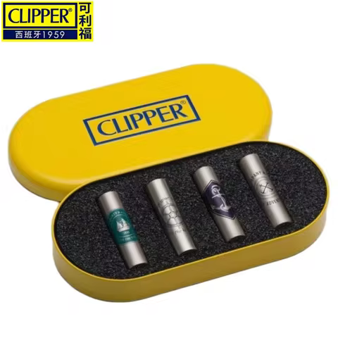 Spain Clipper Metal Lighter 4pcs Combination Iron Box Butane Gas Lighter Clipper Lighters Smoking Ga