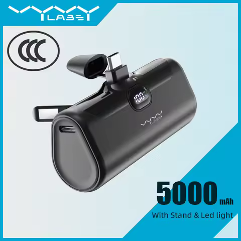 VYVYLABS Mini CCC Power Bank 5000mAh Portable Charger For iPhone 17 16 Pro External Battery With LED