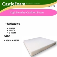 High Density Sofa Seat Foam Cushion Sheet Replacement Upholstery Pad 45x45cm 1Inch/2Inch/3Inch