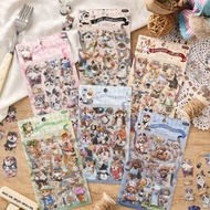 Paw prints together stickers of cute and adorable dogs and cats (4 sheets) (10x15cm)