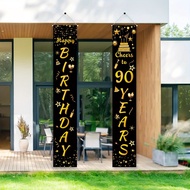 90th Birthday Party Banner - Black porch logo for outdoor garden celebrations