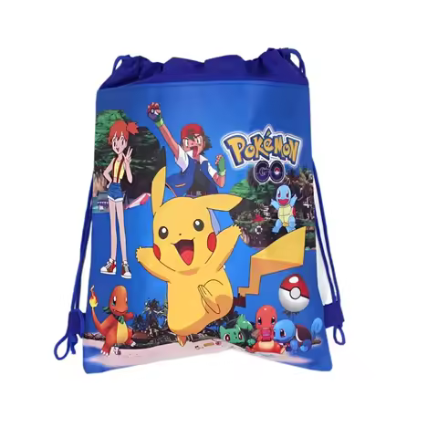 34cm*27cm Pokemon Drawstring Bag Boy Girl Gift Bag Kids Birthday Party Supplies Pikachu Decorations 