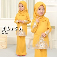 kurung moden elisa kids/baju kurung budak mustard