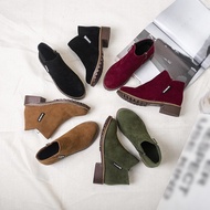 GPT Sizes 35-42 Plus Size Women's Ankle Boots - Vintage Chunky Heel (Suede)