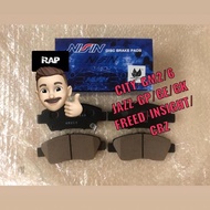 NISSIN JAPAN HD FRONT BRAKE PAD CITY GN2 T00 TMO GM2 T9A GM6/JAZZ GK5 T5A GE TFO/CRZ /INSIGHT