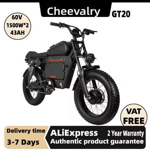 Cheevalry GT20 Adult E-bike 1500W*2 motor 60V43Ah battery Electric Bike 20 Fat Tire E-Mountain bike