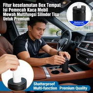 Luxury Car Tissue Box Multifunctional Holder Cylinder Glass Breaker Car Tissue Rechargeable Features