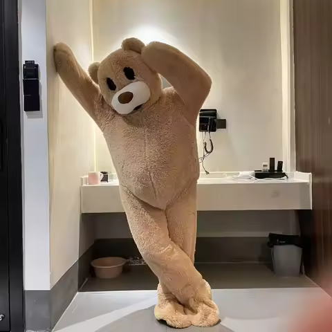Adult size dancing American brown Teddy Bear Mascot Costume Fancy Dress birthday Party Surprise clot