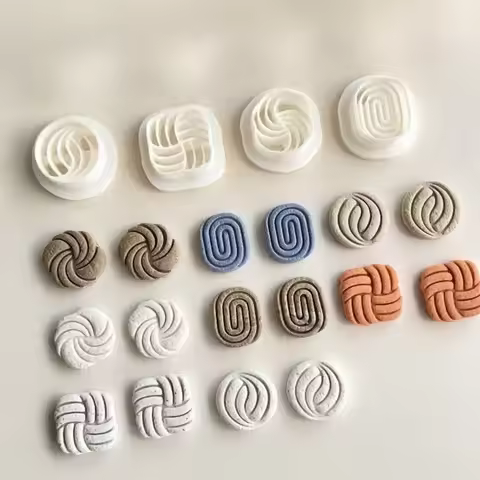 4Pcs Mini Weave Bohemian Polymer Clay Cutters Braided Texture Molds for DIY Earrings Jewelry Showcas