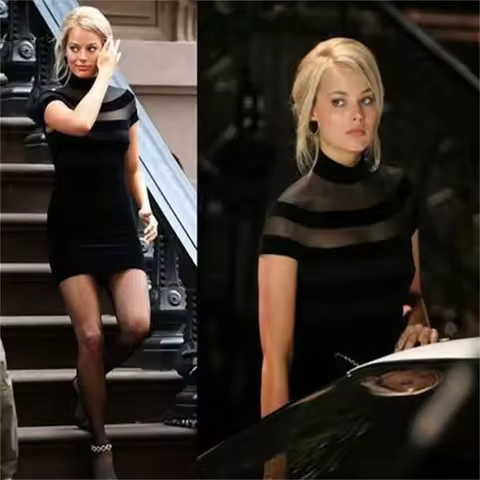The Wolf of Wall Street Cosplay Naomi Belfort Costume Black Dress Halloween Carnival Party Outfit