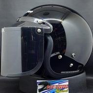 Helm CARGLOSS CFM Original + Visor Kaca Datar INJAK HITAM Smoke Retro Bogo Ongkir 1kg Ori